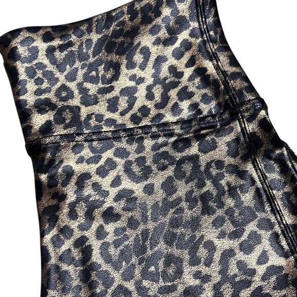 SPANX Faux Leather Shiny High Rise Animal Print Cheetah Leopard Leggings Large‎ - Picture 3 of 5